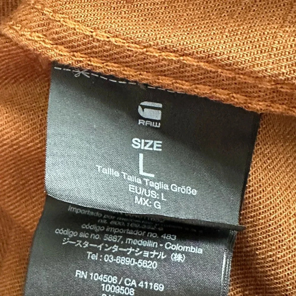 G-STAR RAW Type C Straight Long Button Down Shirt in Cubano Brown, Size L - Picture 12 of 15